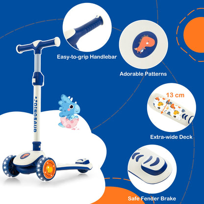 Kids 3-Wheel LED Scooter with Adjustable Height for fun and safe outdoor playtime.