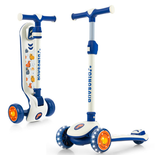 Kids 3-Wheel LED Scooter with Adjustable Height for safe and fun home playtime.