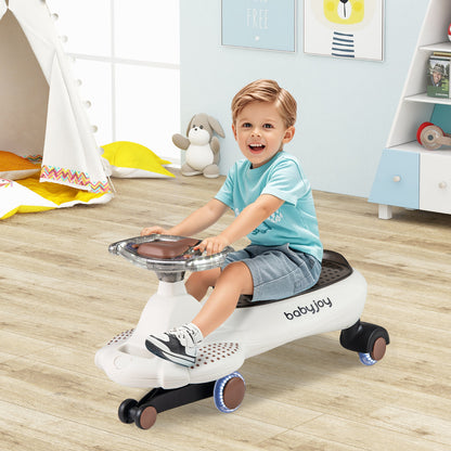Beige Wiggle Car LED Lights Music Horn Storage | Kids Ride On