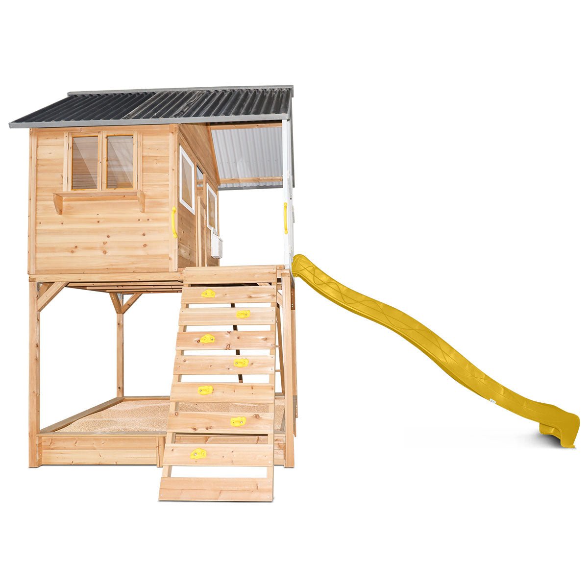 Winchester cubby house for kids with slide and sandpit, perfect for outdoor play.