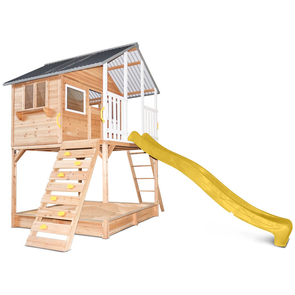 Winchester Elevated Cubby House with Slide and Sandpit, a fun playground for kids.