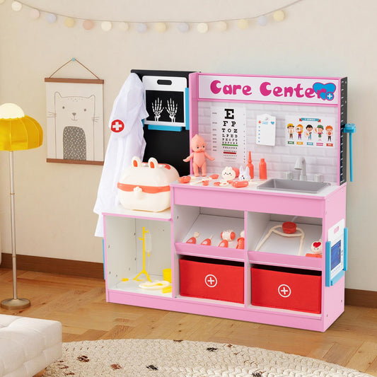 Wood Medical Center Toy Set with Examine Region and X-Ray Film-Pink
