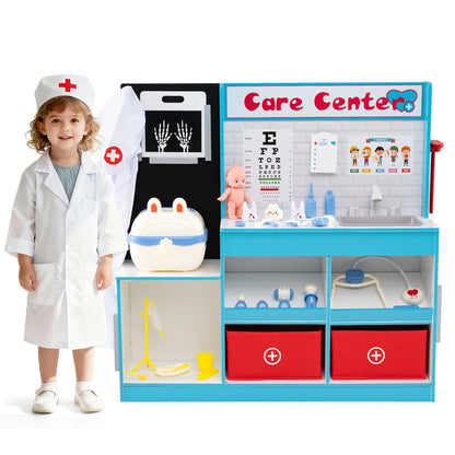Blue Wood Medical Toy Set | Doctor Play Kit with X-Ray Films