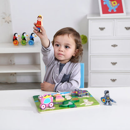 Wooden chunky puzzle princess, perfect for toddlers learning and playtime at home.