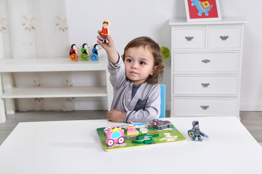 Wooden chunky puzzle princess, perfect for toddlers learning and playtime at home.