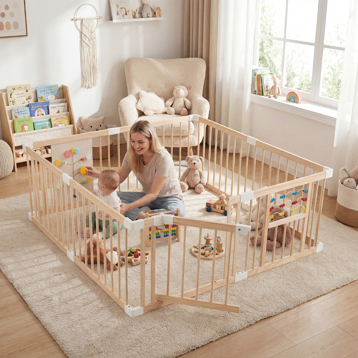 Natural Pine Wood Multi Shape Playpen | Interactive Toys