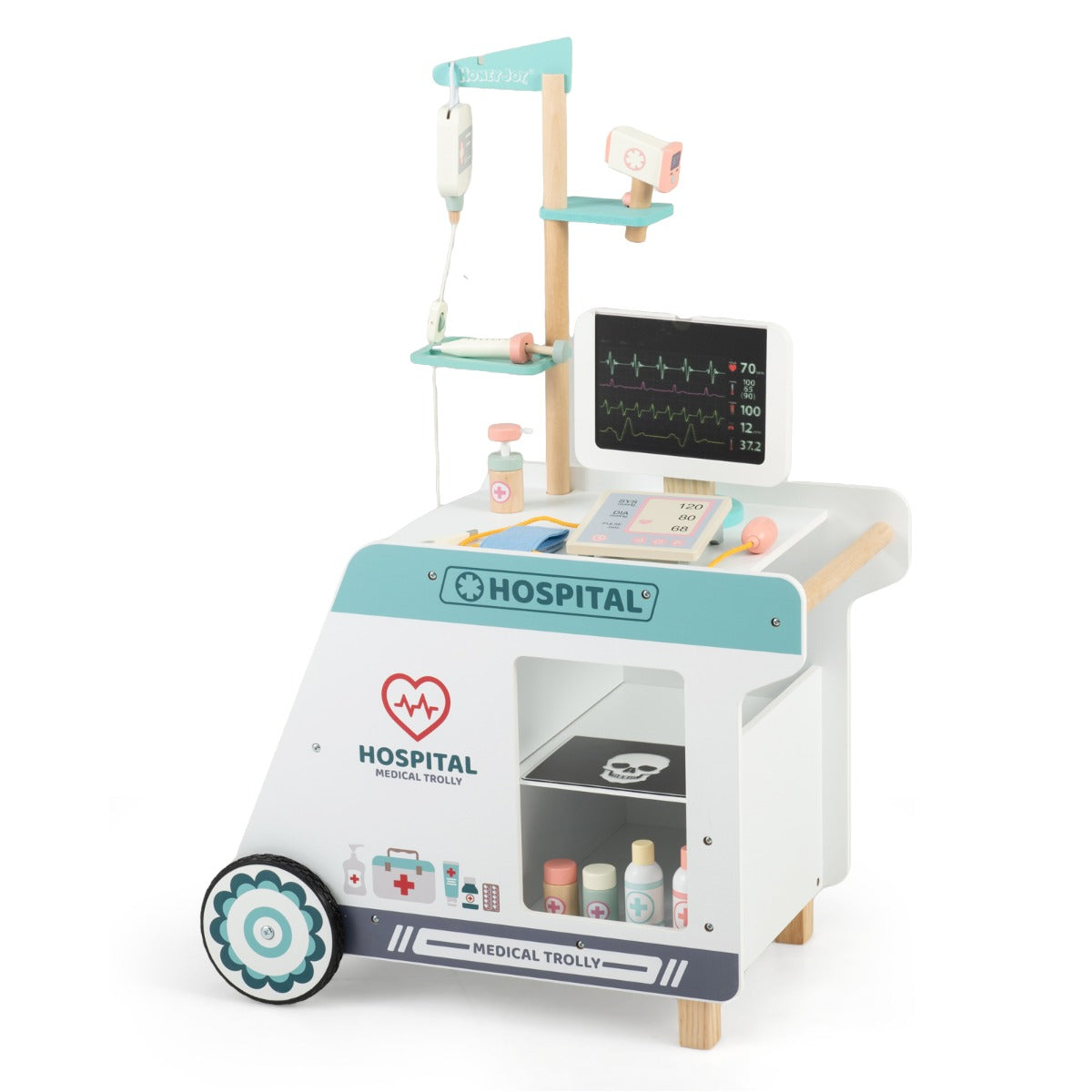 Wooden Doctor Playset with CT Machine and Stethoscope for Kids-Green