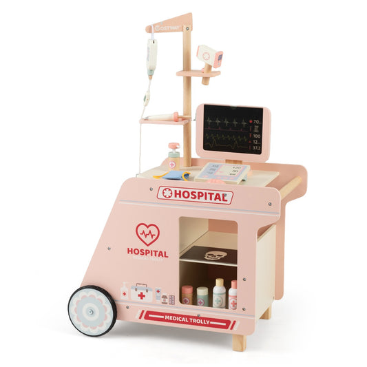 Wooden Doctor Playset with CT Machine and Stethoscope for Kids-Pink
