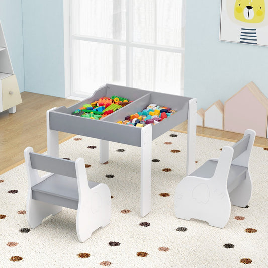 Versatile 4-in-1 Kids Activity Table and Chair Set with Storage in Dark Grey.