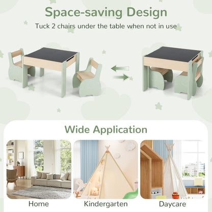4 In 1 Wooden Kids Activity Table | Green Multipurpose Set
