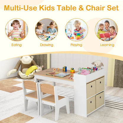Wooden Kids Art Table | Spacious Natural Craft Set with Storage