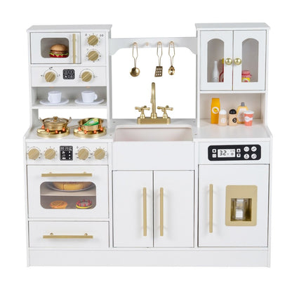 White Wooden Kitchen Playset | Lights Sounds & Accessories