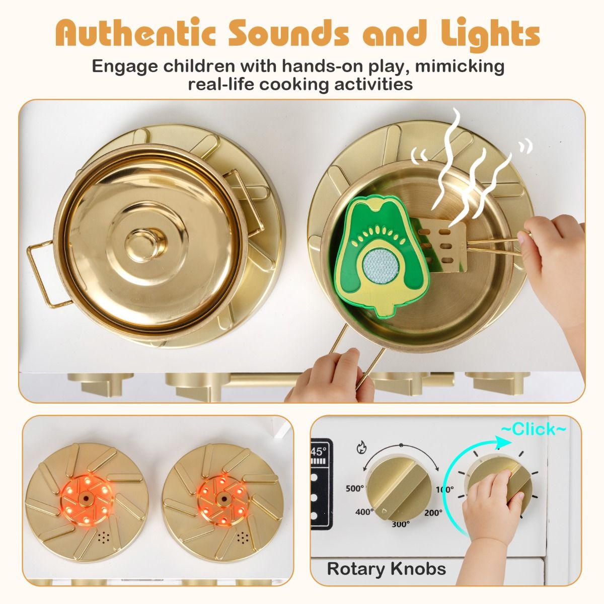 White Wooden Kitchen Playset | Lights Sounds & Accessories