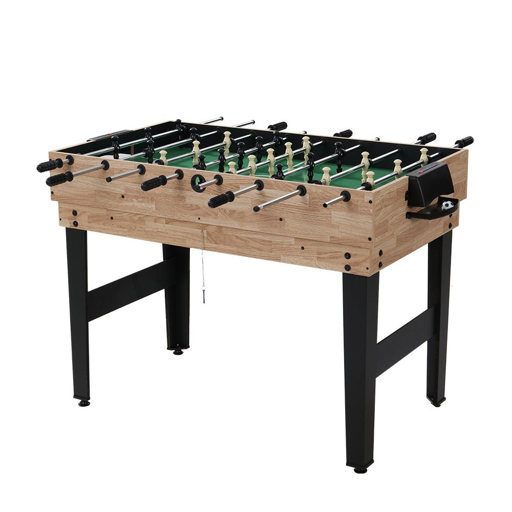 Versatile 10-in-1 kids game table for home - soccer, foosball, hockey, pool, and more.