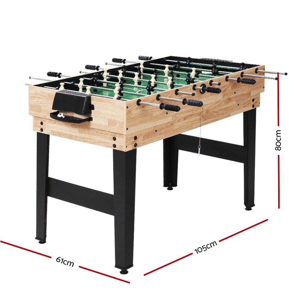 Versatile 10-in-1 kids game table for soccer, foosball, hockey, pool, and bowling fun at home.