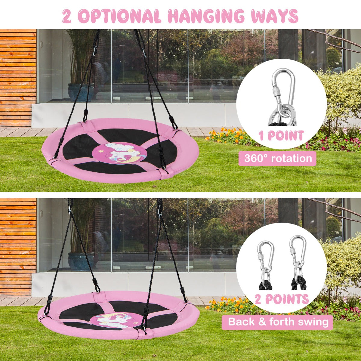 40 Saucer Tree Swing with Adjustable Ropes - Kids backyard fun, durable and safe design.