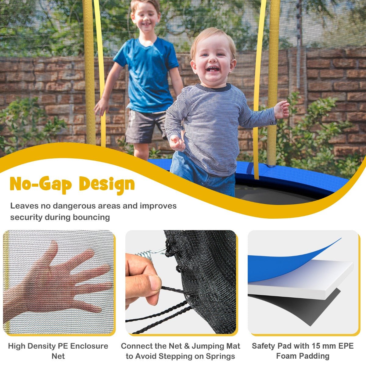 8 Feet Outdoor Flower Shape Trampoline with Enclosure Net - Orange