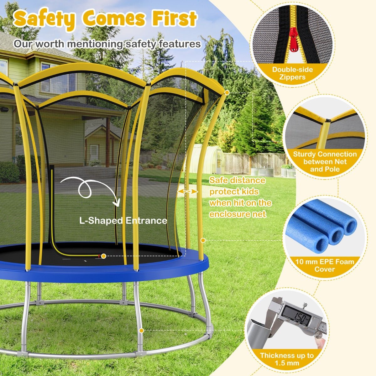 Jump into Fun with 10FT Flower Trampoline & Safety Enclosure
