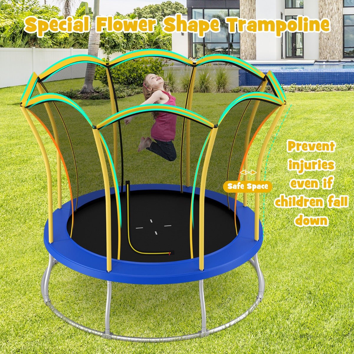 Experience Bouncing Joy with 10FT Flower Trampoline - Shop Now