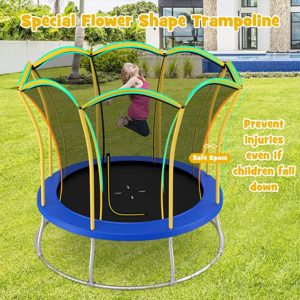8 Feet Outdoor Flower Shape Trampoline with Enclosure Net - Yellow