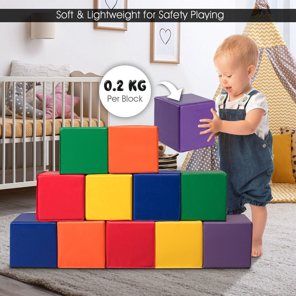 12 Piece Colorful Foam Building Blocks Set for Toddlers 20cm – Kids ...