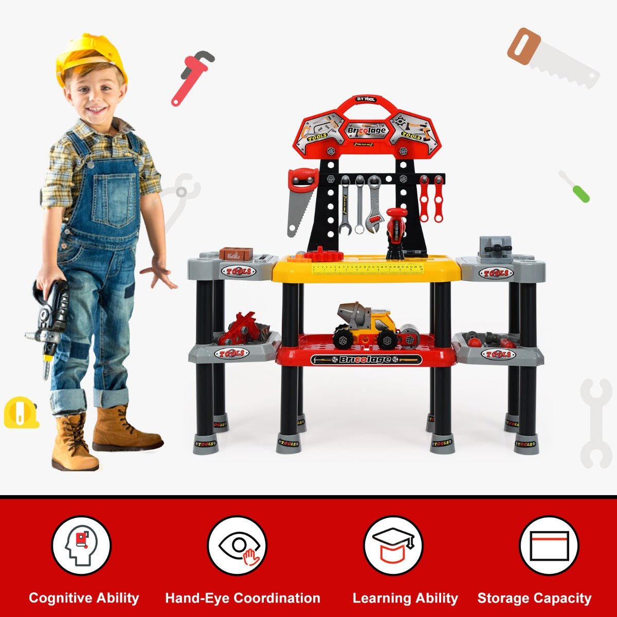 Tool Time Adventure: 121 PCS Toy Tool Set with Double-Tier Design
