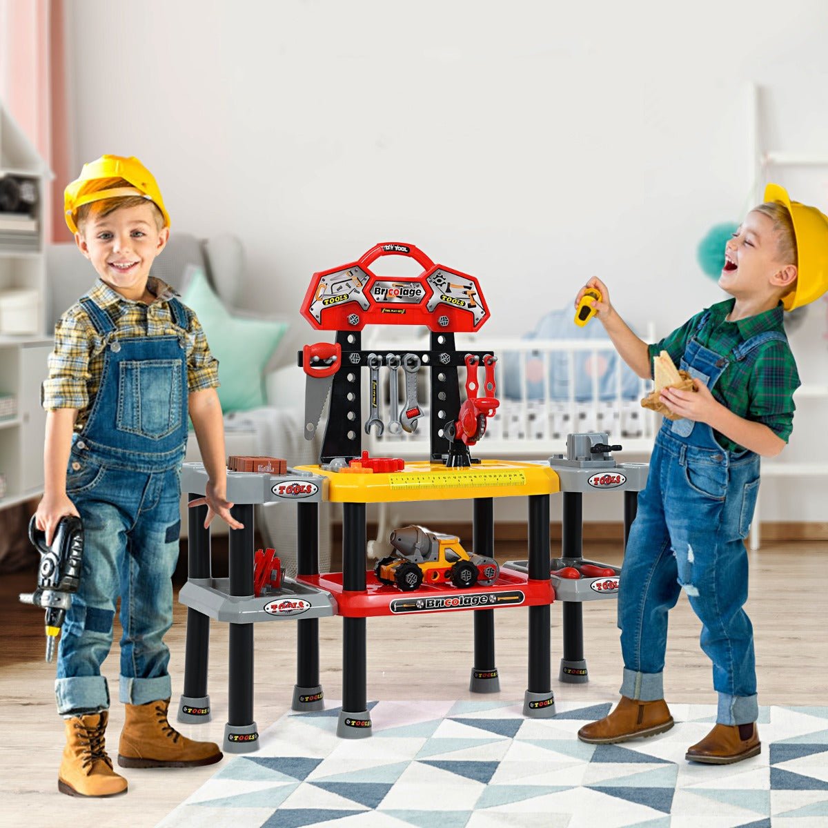 121 PCS Toy Tool Play Set: Double-Tier Fun for Young Builders