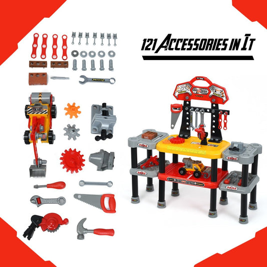 Unleash Imagination: Double-Tier 121 PCS Toy Tool Play Set for Kids