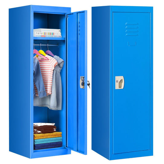 122cm Kids Metal Storage Locker with Rod and Shelf - Organize Stylishly