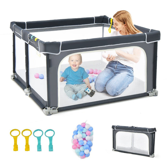 Foldable Baby Playpen in Dark Grey