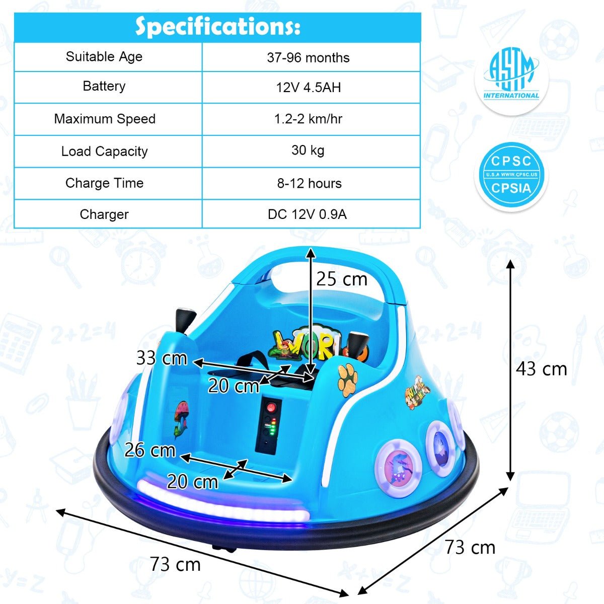 12V Electric Blue Bumper Car - Ultimate Ride-On Experience