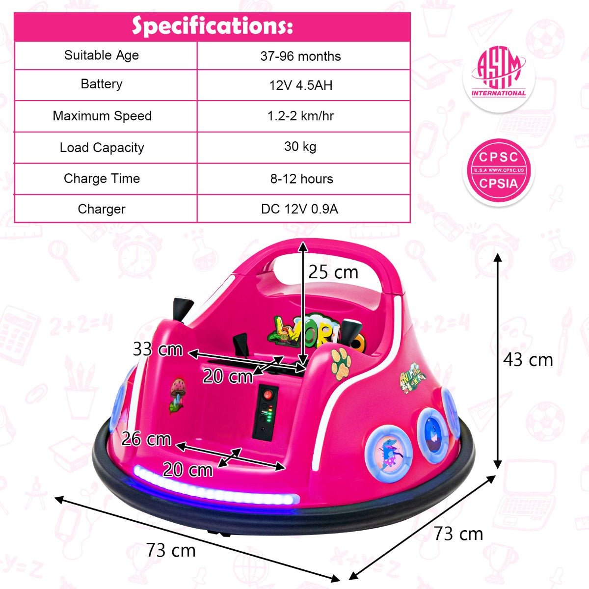12V Electric Pink Bumper Car - Ultimate Ride-On Experience