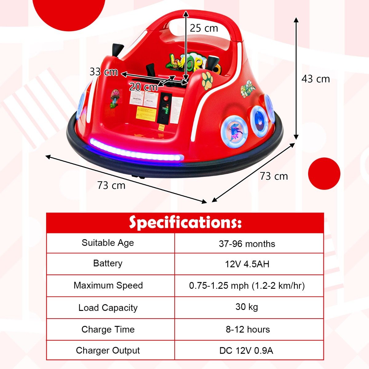 12V Electric Red Bumper Car - Ultimate Ride-On Experience