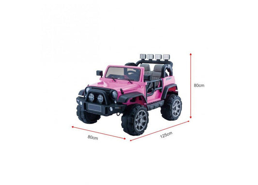 12V Pink Electric Ride On Jeep for kids, perfect for outdoor play at home.