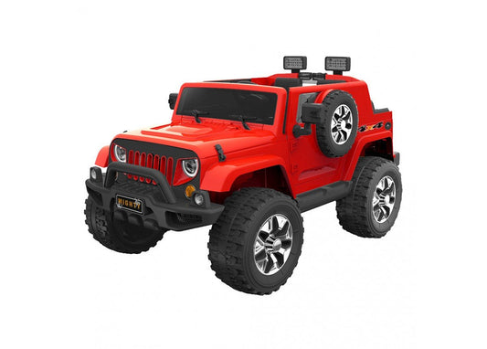 Red 12V Electric Ride On Jeep for kids, perfect for outdoor adventures at home