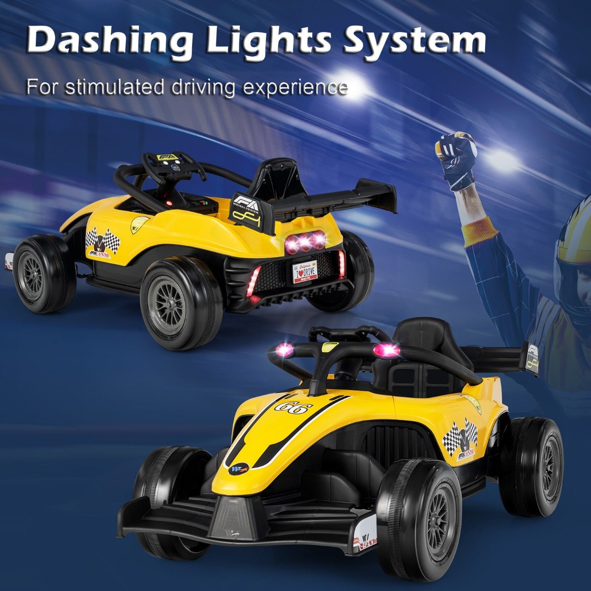 Quality Playtime Fun with Electric Ride on Racing Car in Yellow