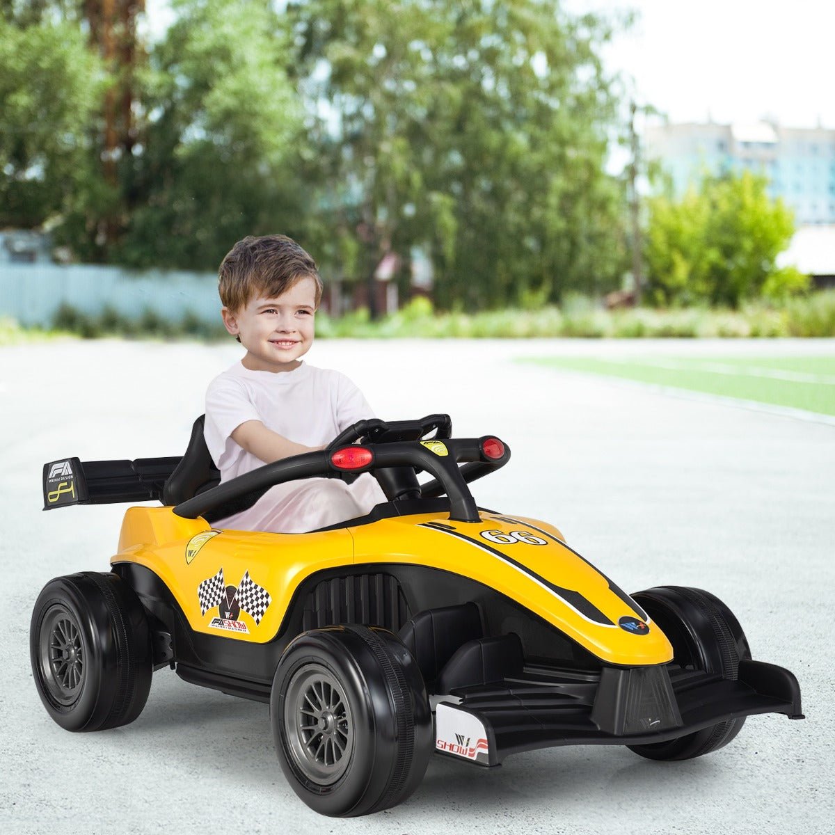 Kids' Speedster with Our 12V Electric Racing Car in Yellow