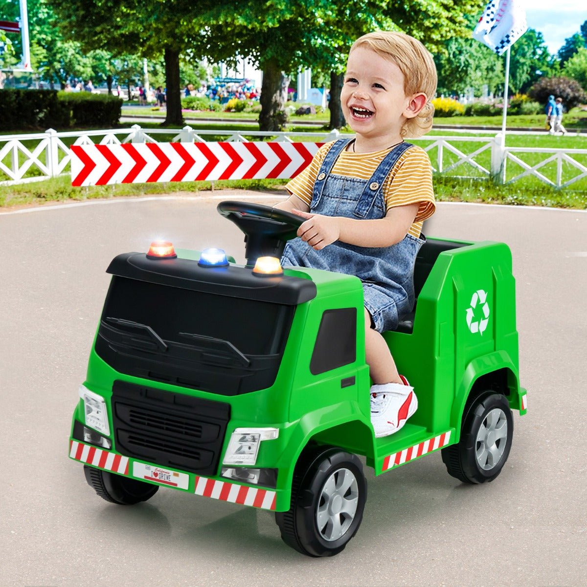 Green Dream Ride: 12V Kids Ride On Garbage Truck with Remote Control