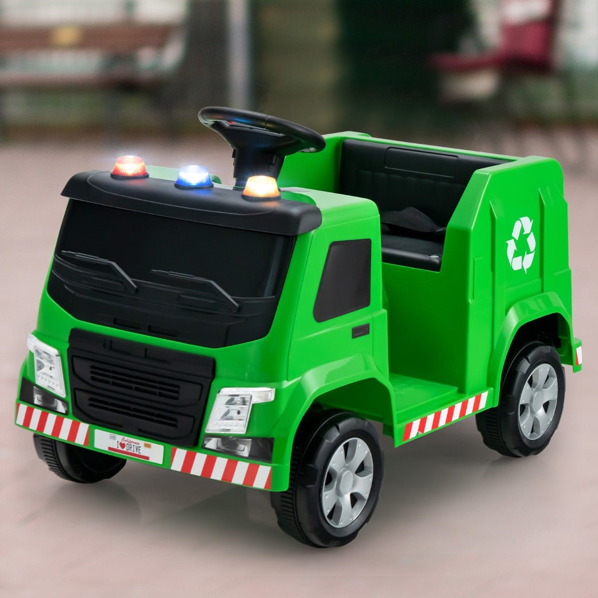 Imaginative Play: 12V Kids Garbage Truck Ride-On Toy, Green Delight