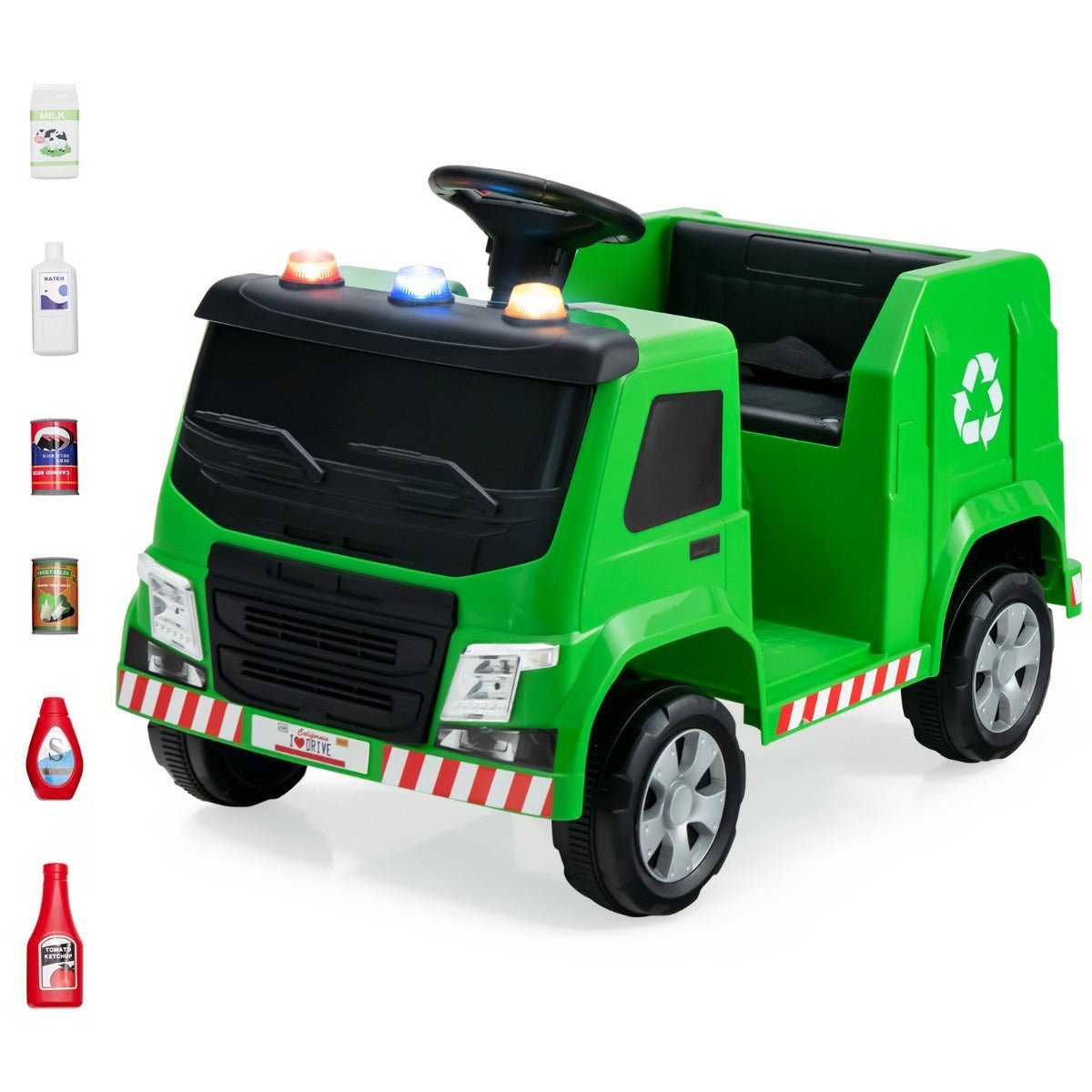 Eco-Friendly Fun: 12V Kids Ride On Garbage Truck with Remote Control, Green