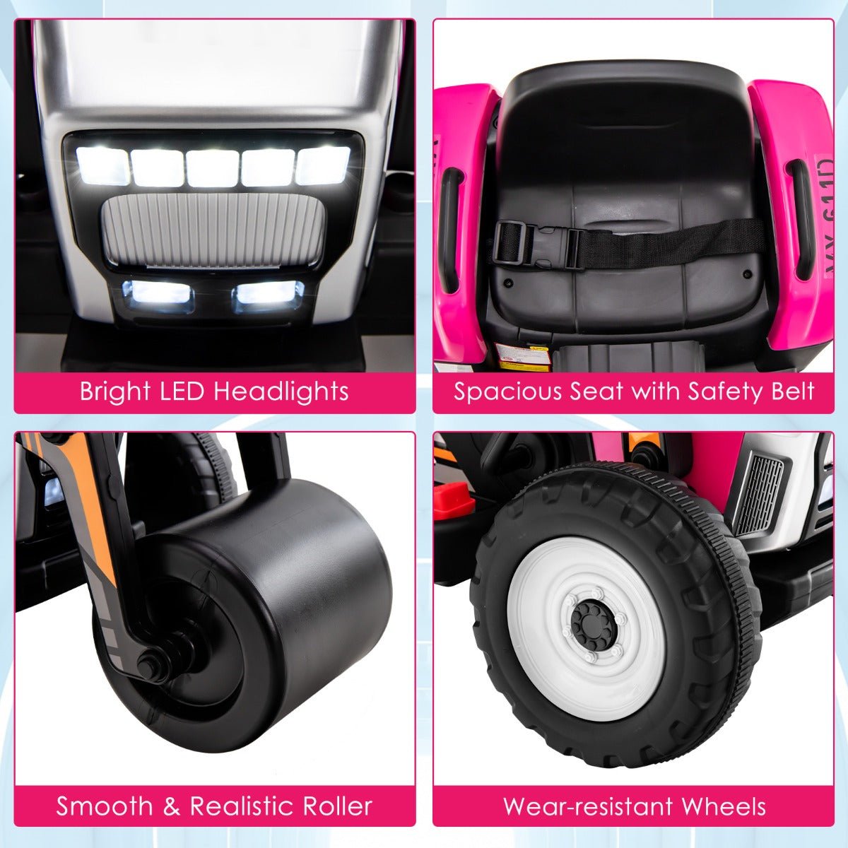 Discover the Fun: Pink 12V Kids Road Roller with Remote Control
