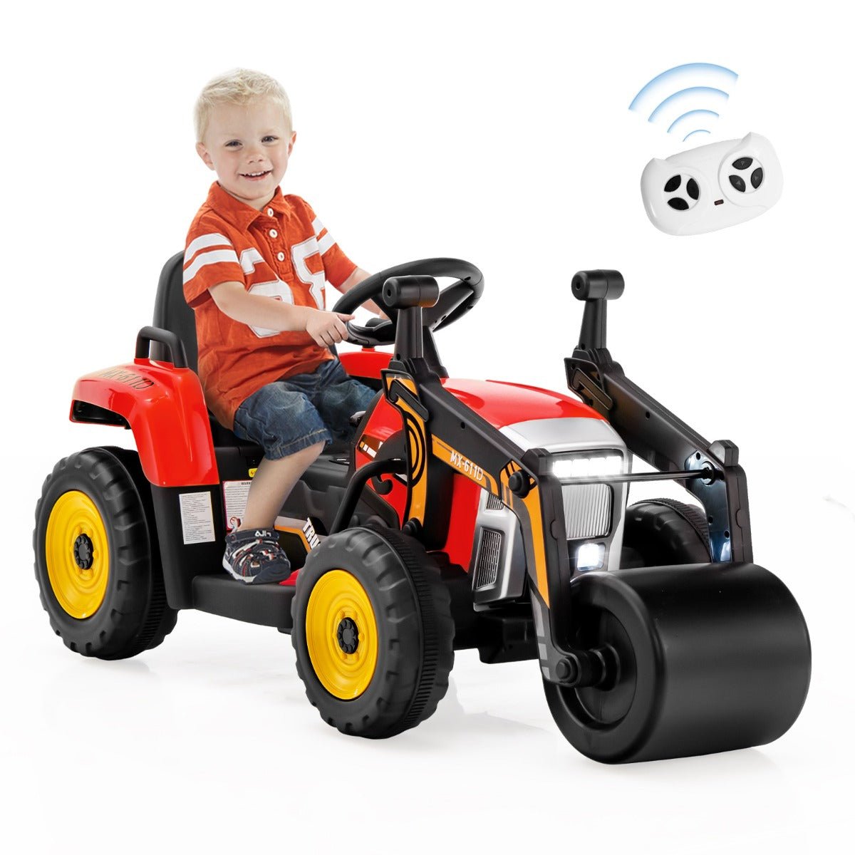 Get Rolling: Red 12V Kids Road Roller Available at Kids Mega Mart