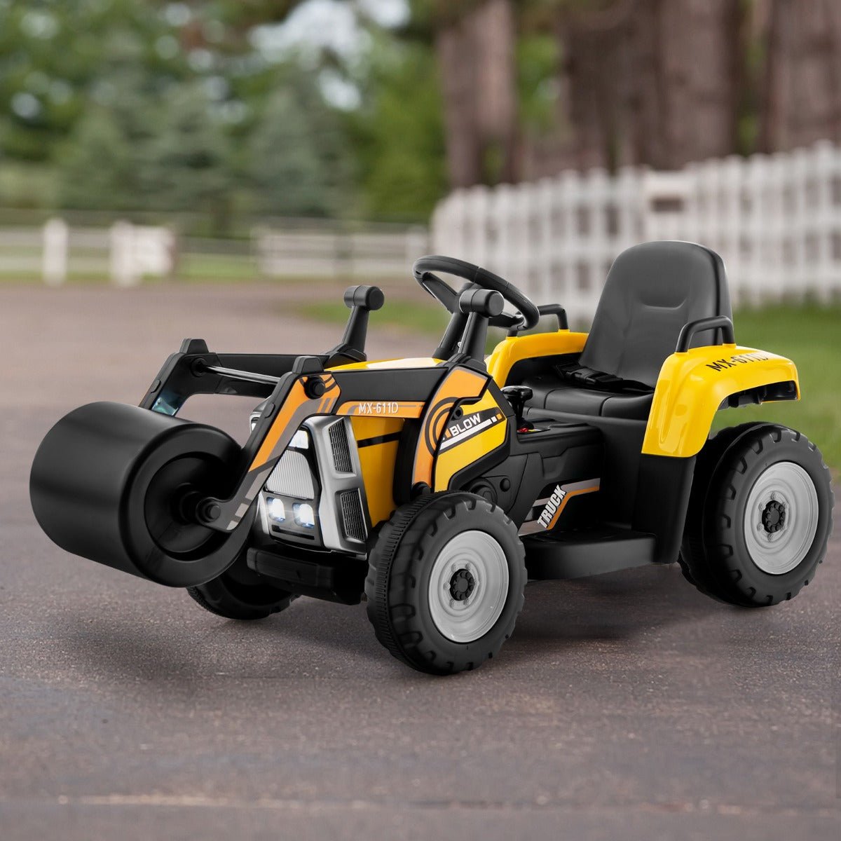 12V Kids Ride on Road Roller with Remote Control Yellow - Kids Mega Mart