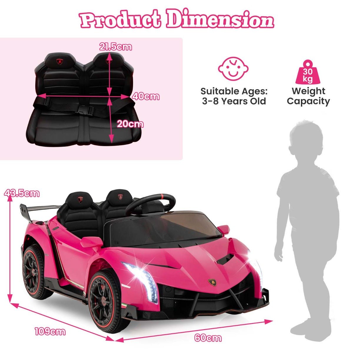 Fashionable Pink Lamborghini Electric Car