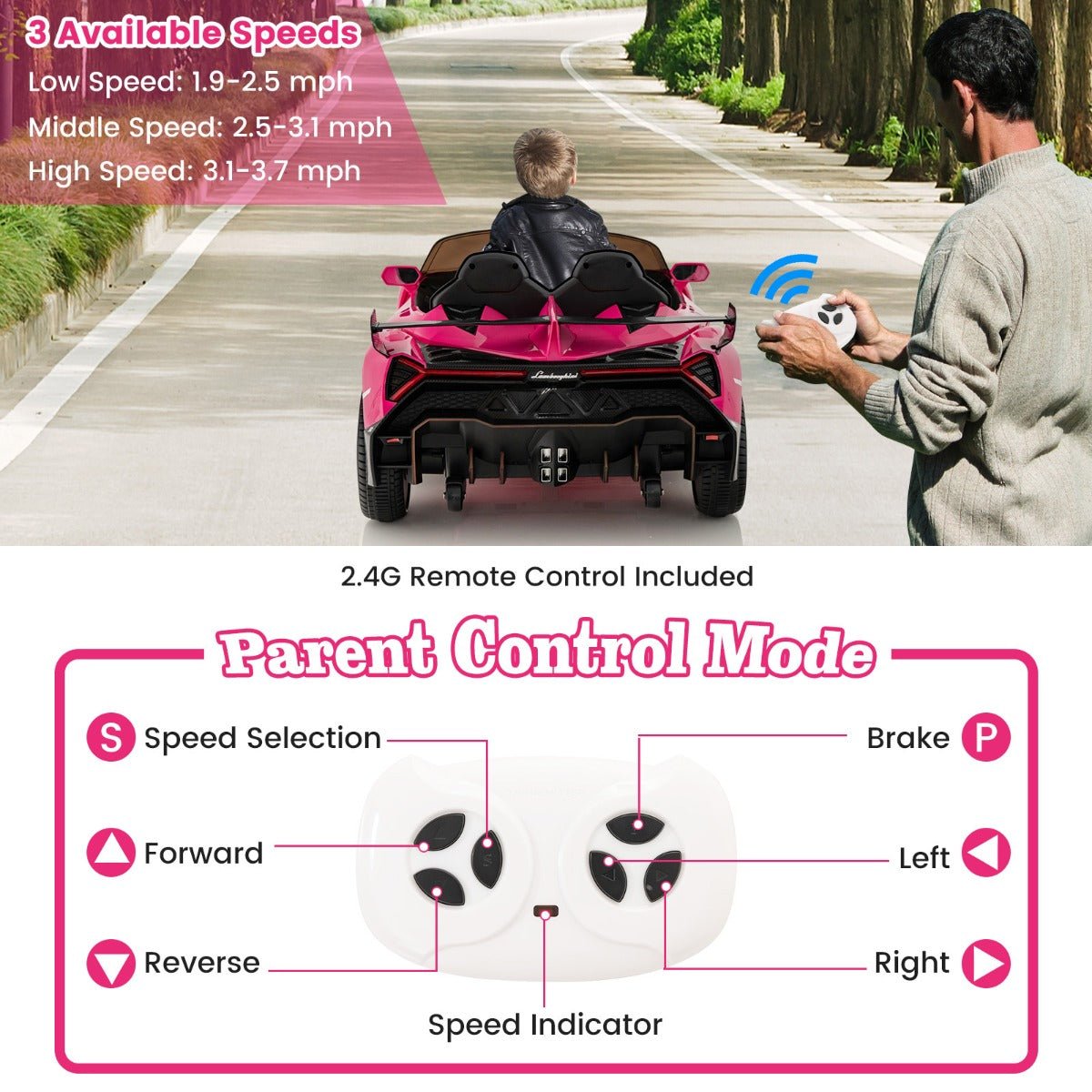Fancy Pink Lamborghini Power Ride
