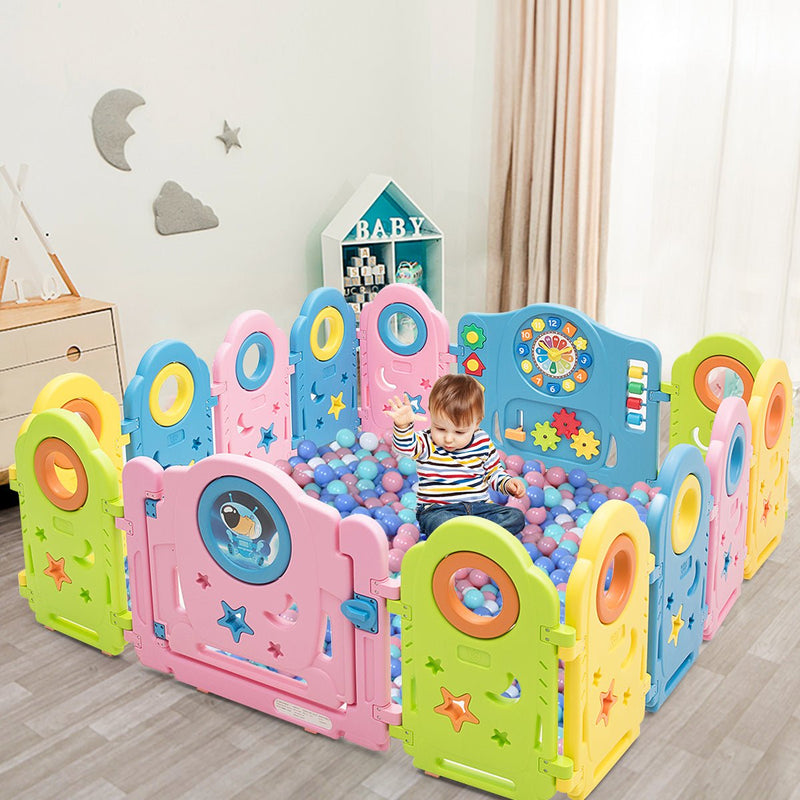 Kids Playpen with Lock and Interactive Toy Features
