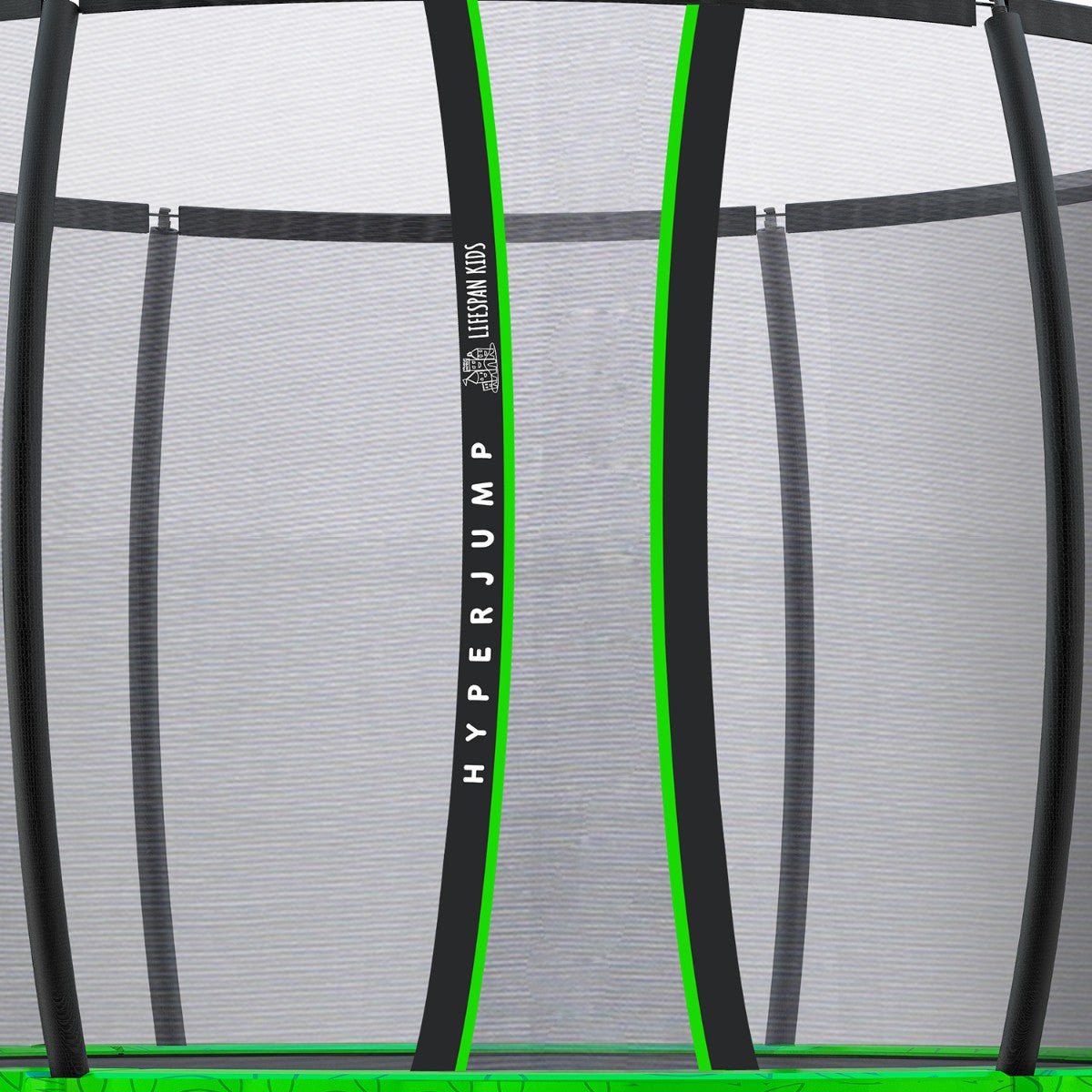 14ft Lifespan Kids HyperJump4 Spring Trampoline with Safety Enclosure for active indoor fun.