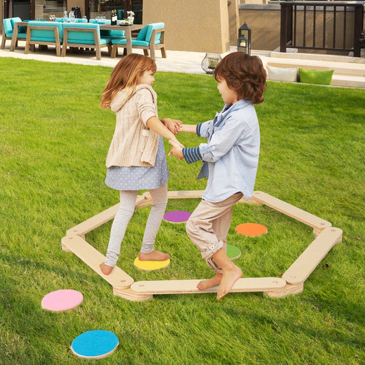 Wooden Balance Beam & Step Stones: 15 Piece Set for Coordination Development