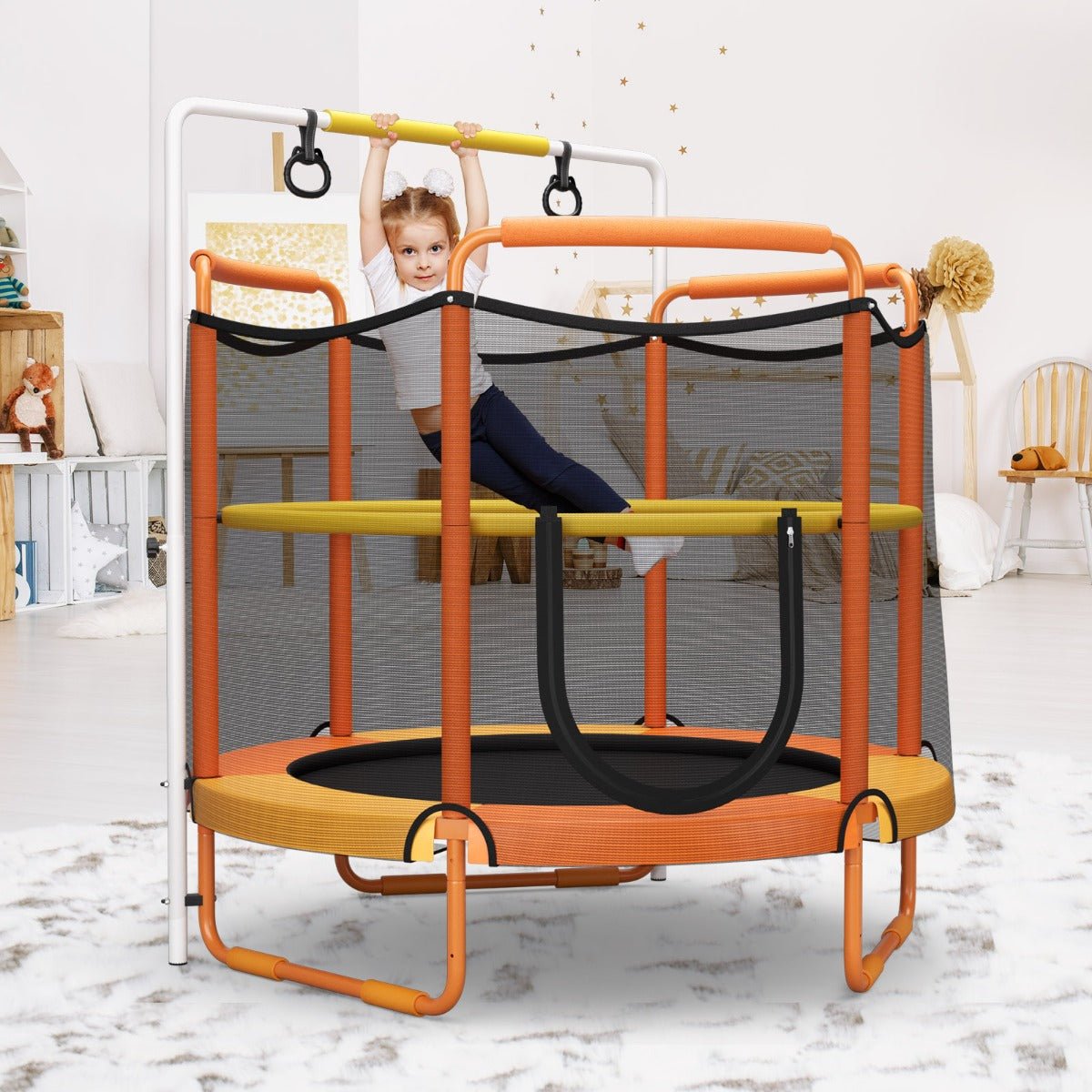 Active Playtime: 152cm Kids Trampoline 3-in-1 Game Set with Enclosure Net