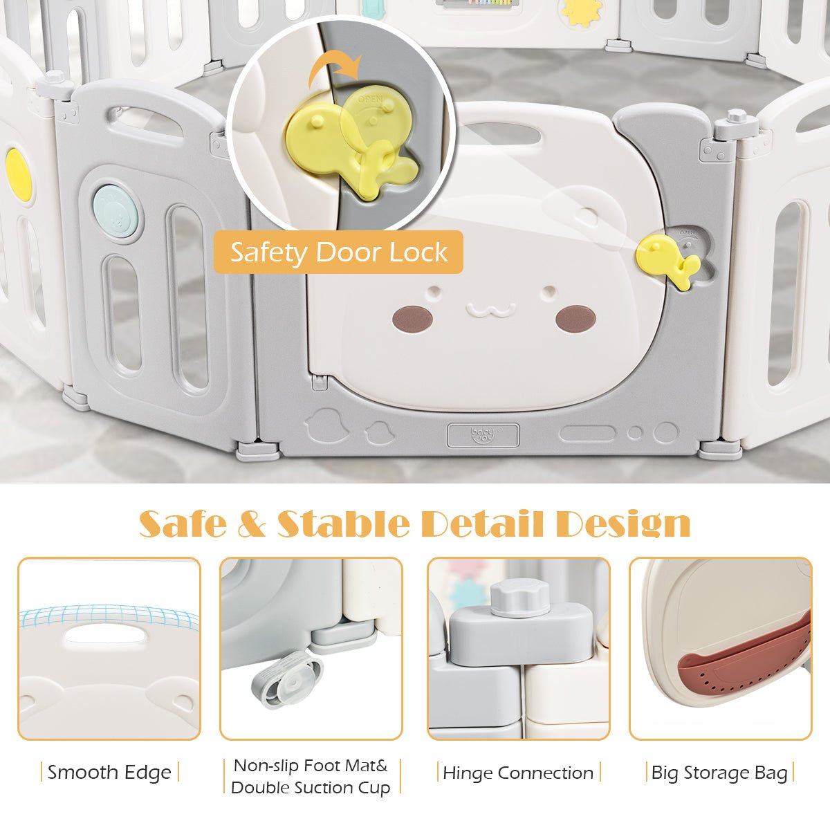 Easy-to-Fold Baby Playpen with Storage